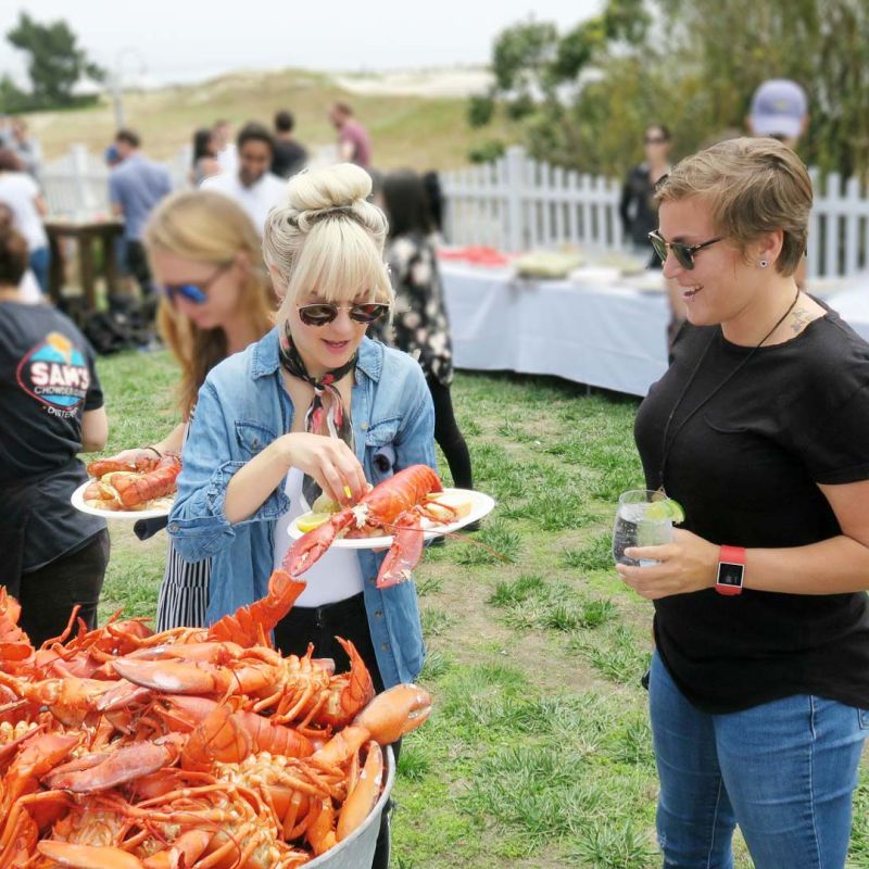 beach front lobster clambake at Sam's Chowder House in Half Moon Bay